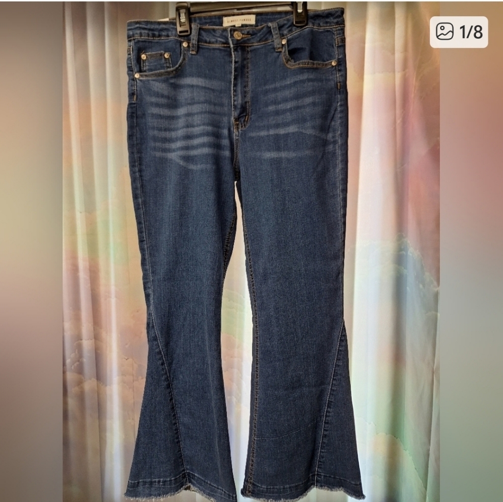 Almost Famous Dark Blue Wide Leg Flare Denim Jeans